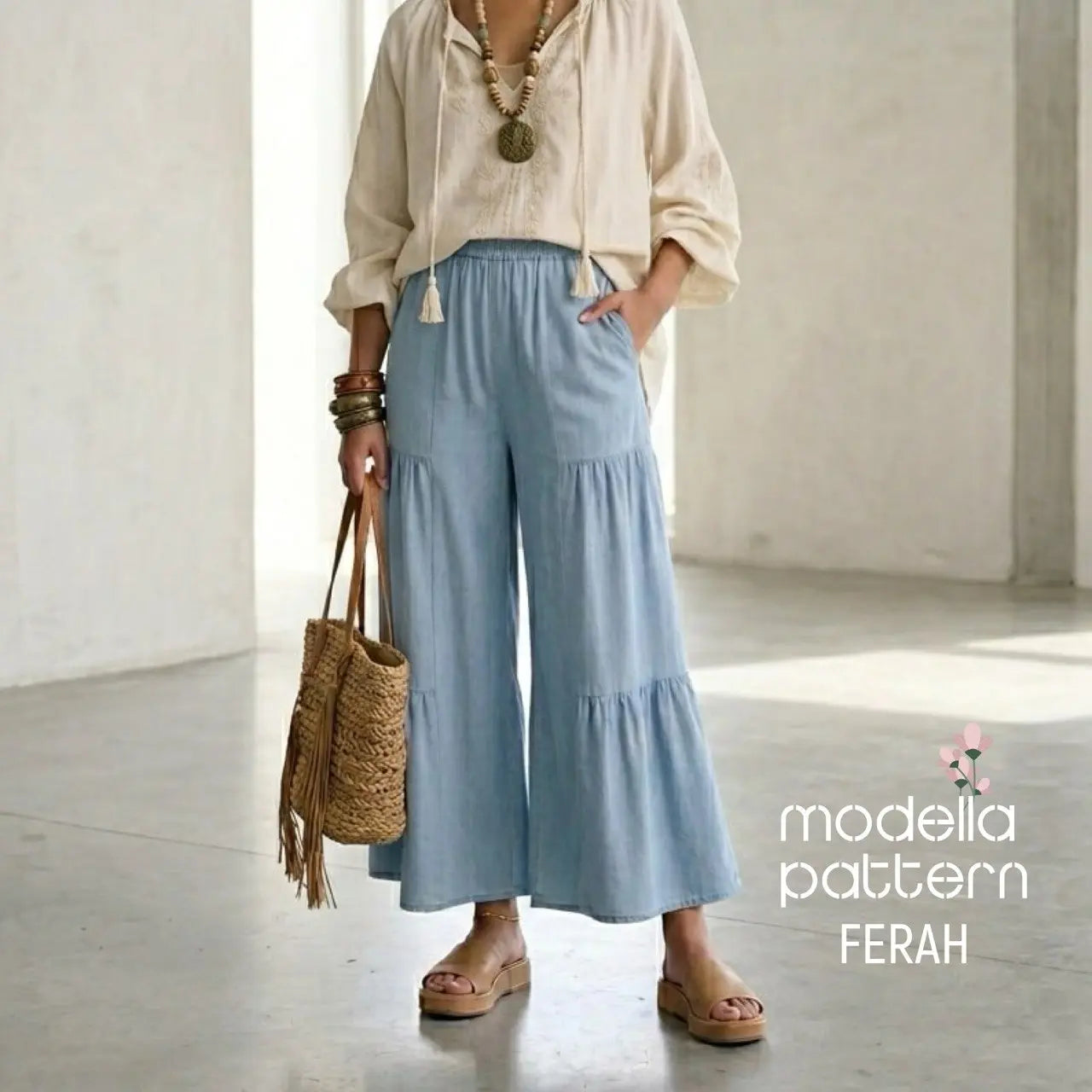 FERAH Multi-Panel Tiered Wide-Leg Pants - Digital Sewing Pattern Bundle