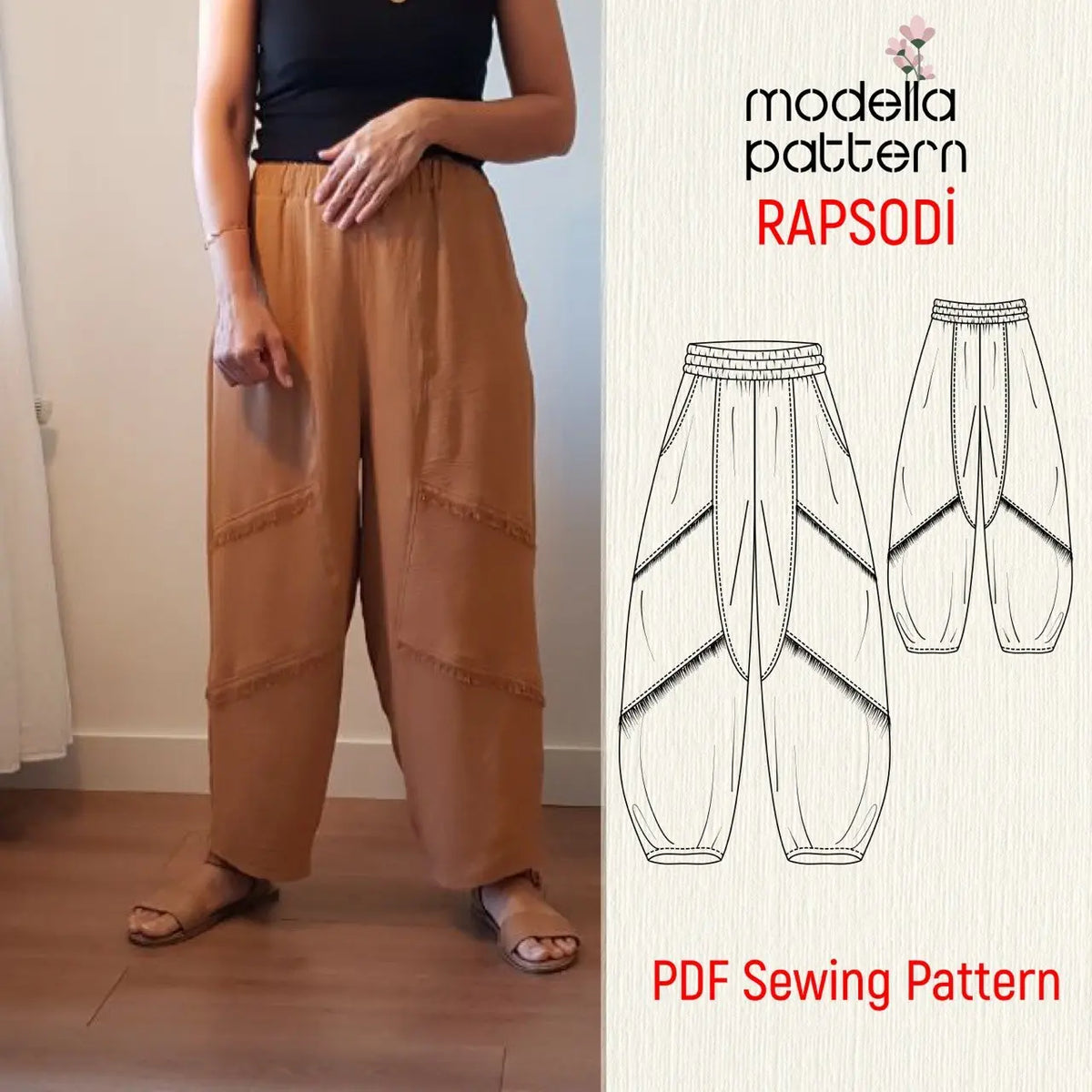 Copy Pattern Rom Pants Rapsodi Bohem Pants PDF Pattern | Sizes S-4XL | Sustainable Patchwork ...