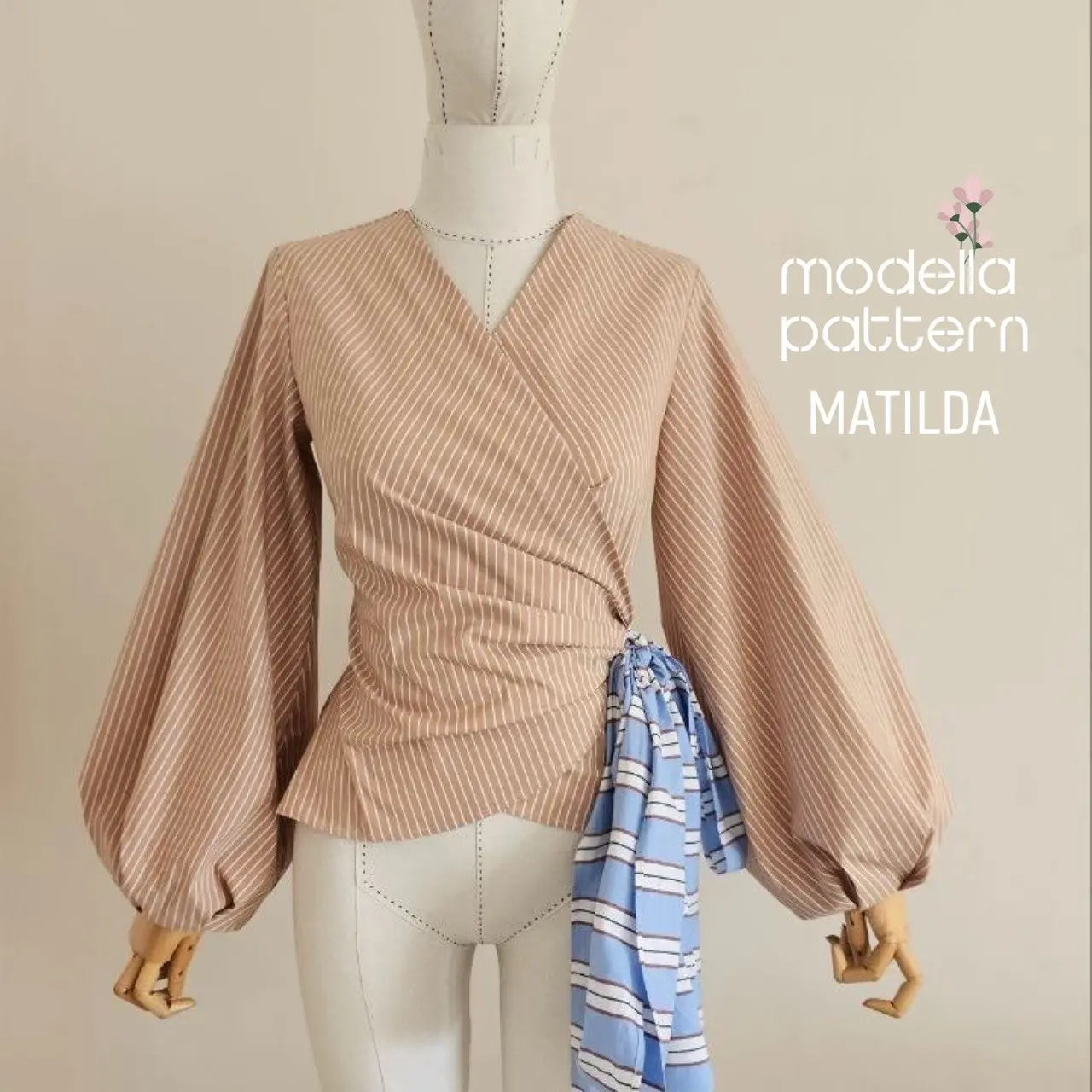 Matilda Wrap Blouse | Draped Front & Balloon Sleeve | Digital PDF Sewing Pattern