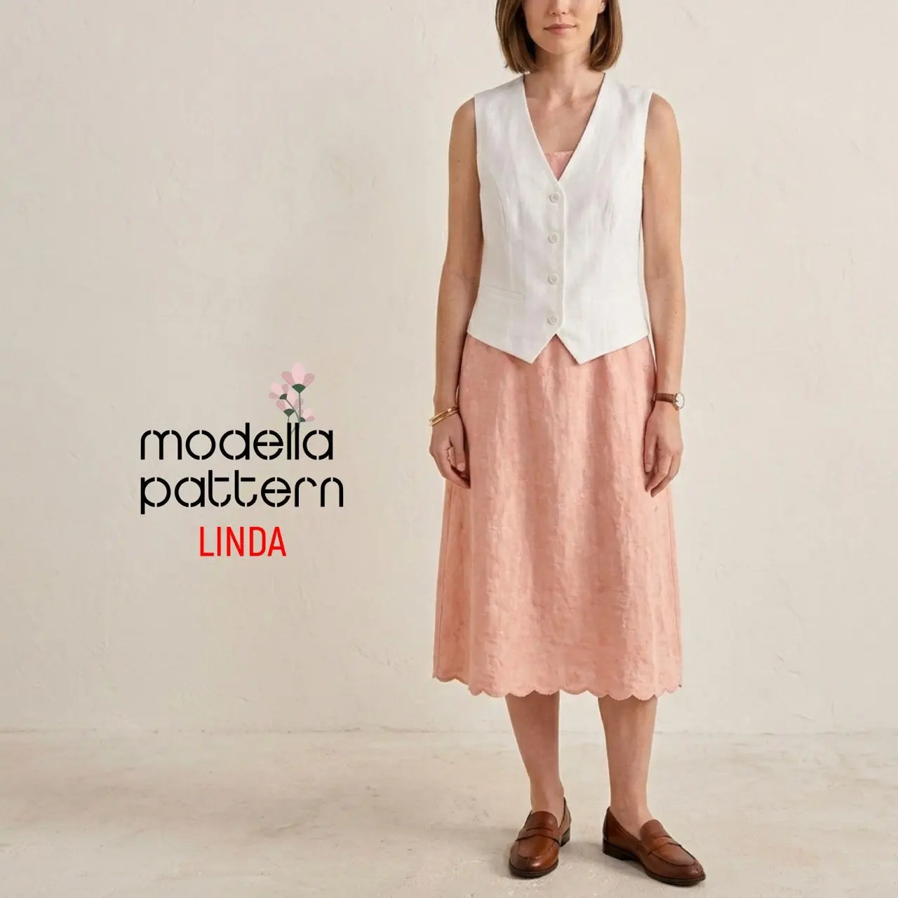 Linda Tailored Vest Sewing Pattern PDF | Sizes EU 36-44 | Lined Waistcoat for Women