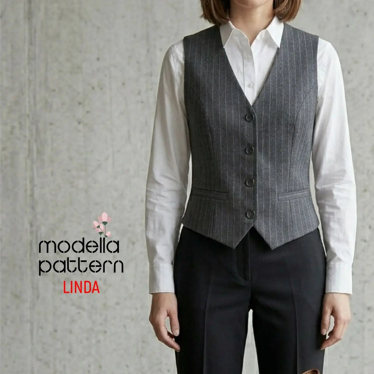 Linda Tailored Vest Sewing Pattern PDF | Sizes EU 36-44 | Lined Waistcoat for Women