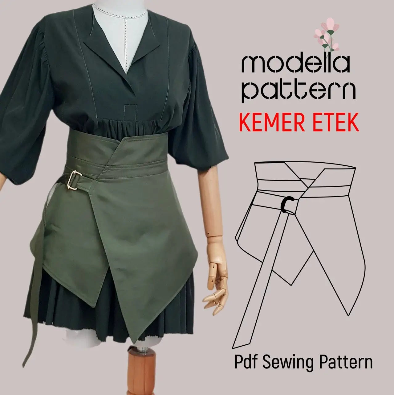 BELT SKIRT Accessory Sewing Pattern - Digital PDF Pattern & Video Tutorial (Sizes S-XXL)