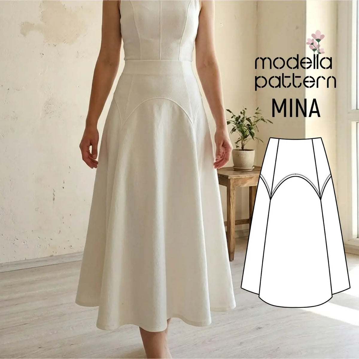 Patterns Modella MINA Maxi Skirt Sewing Pattern PDF | Panelled Oval Yoke | Sizes 34–52 ...