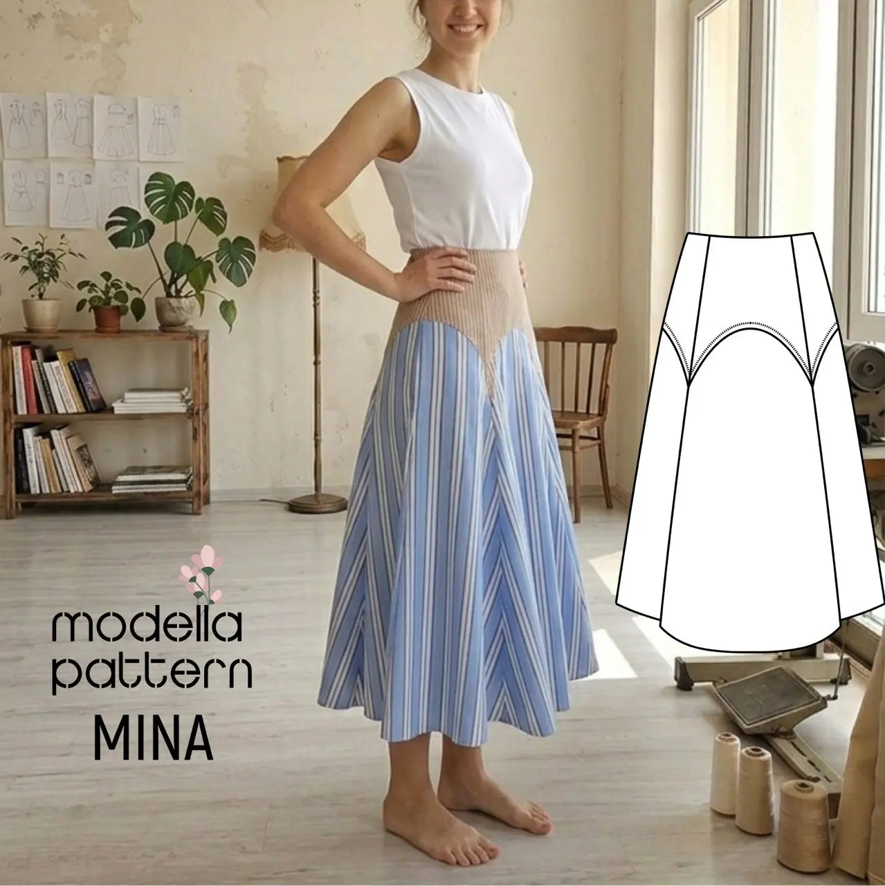 MINA Maxi Skirt Sewing Pattern PDF