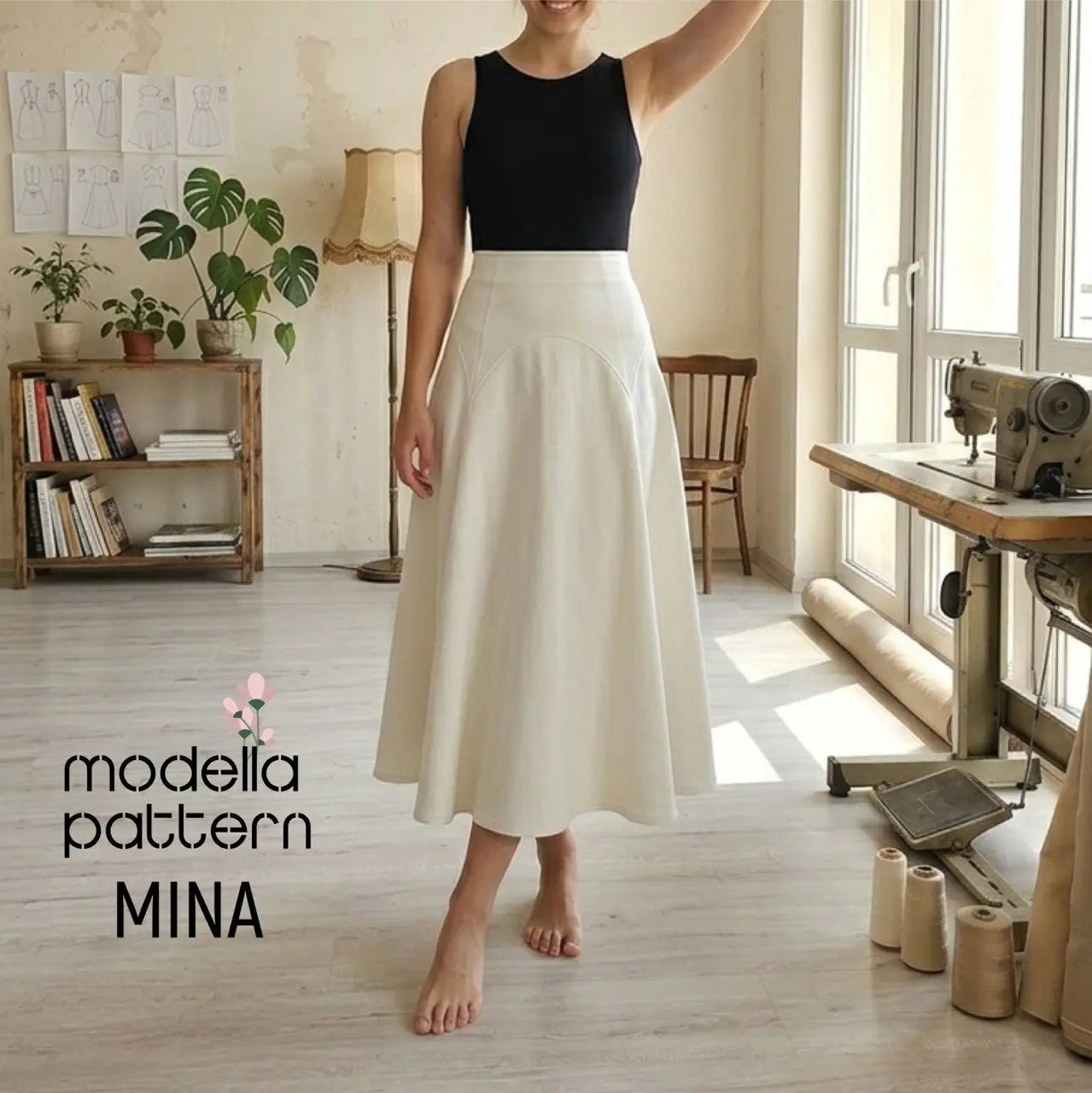 MINA Maxi Skirt Sewing Pattern PDF