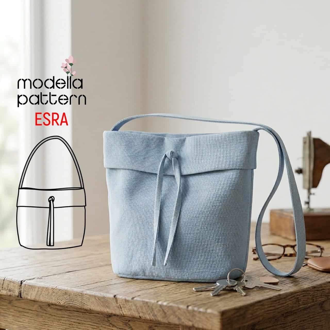Esra Çanta Dikiş Kalıbı PDF | Yapılandırılmış Günlük El Çantası | Modella Patterns