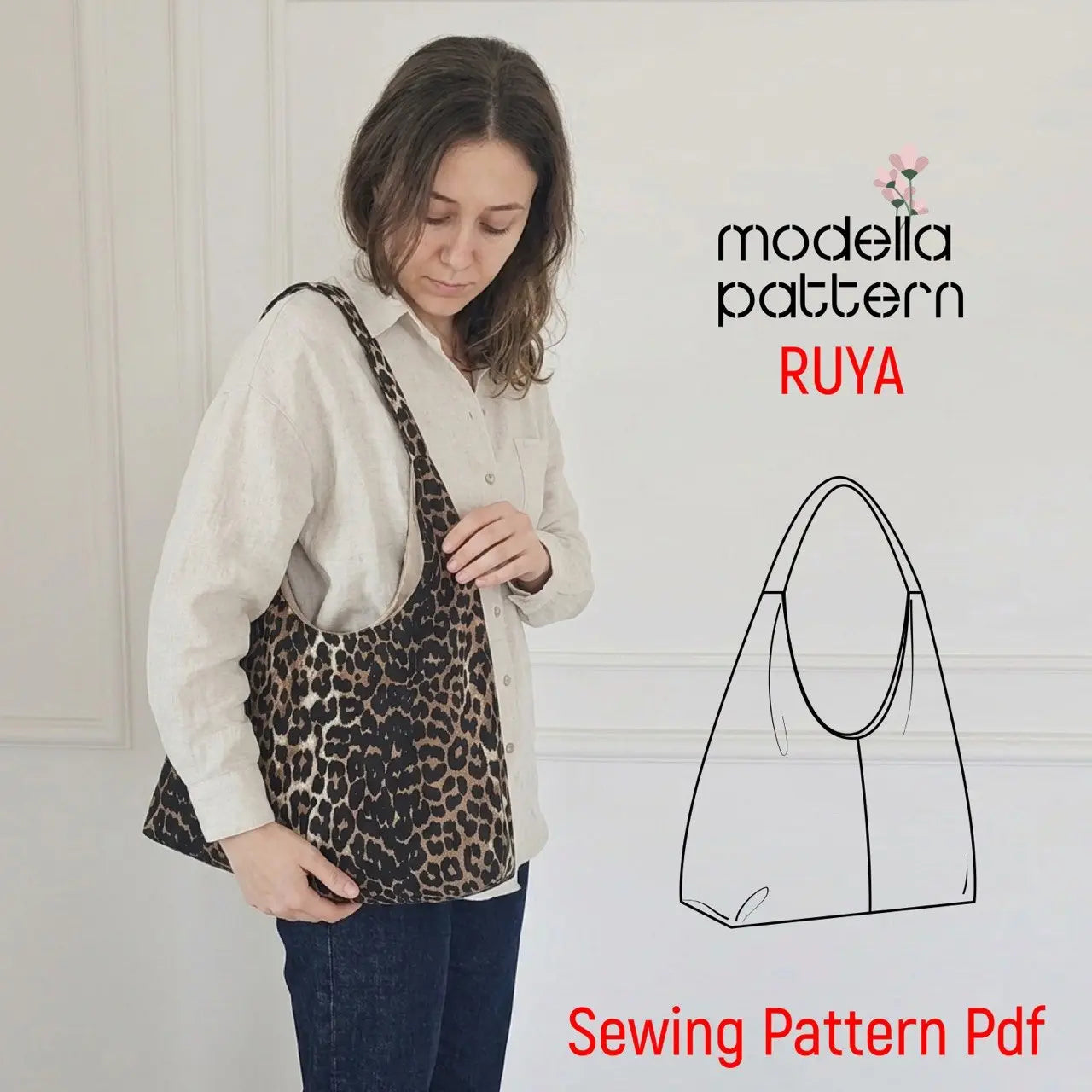 RUYA Shoulder Bag Sewing Pattern PDF, Lined Hobo Bag with Inner Pocket, Structured Tote DIY, Casual Daily Bag Pattern