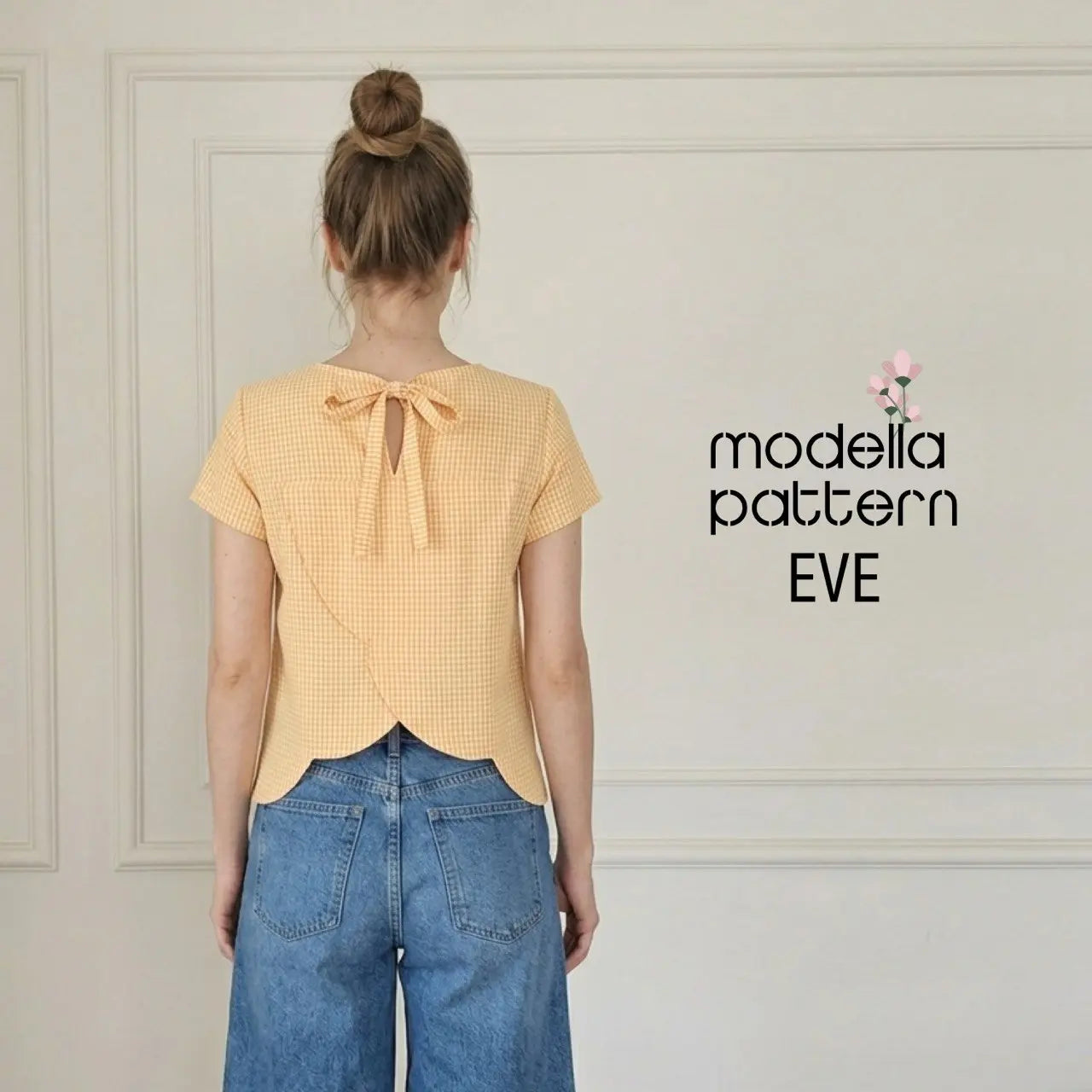 EVE Blouse Sewing Pattern PDF, Sweet Summer Scalloped Hem Top, Back Yoke Detail Blouse DIY
