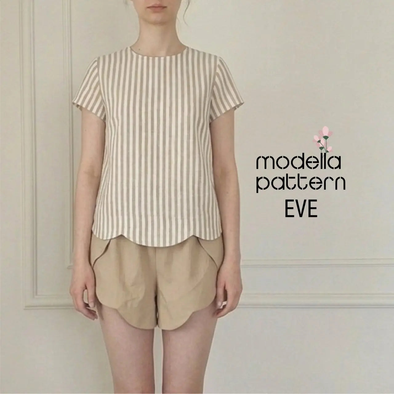 EVE Blouse Sewing Pattern PDF, Sweet Summer Scalloped Hem Top, Back Yoke Detail Blouse DIY