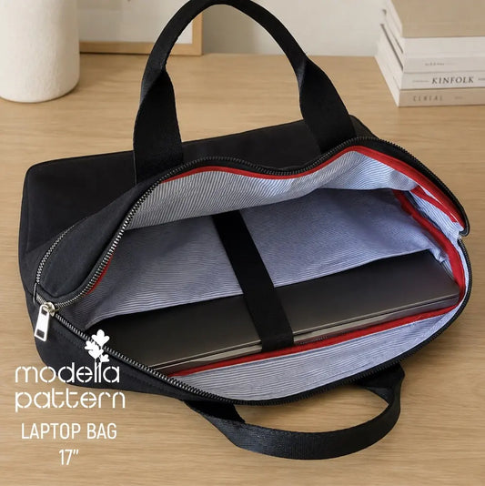 17" LAPTOP BAG Sewing Pattern PDF, Lined Work & Travel Briefcase DIY, Structured Computer Bag Pattern, A0-A4-US Letter Digital Download