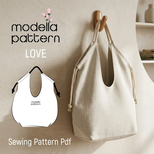 LOVE Large Slouchy Shoulder Bag Sewing Pattern PDF, Oversized Boho Hobo Bag DIY, Lined Shoulder Tote with Inner Pocket, A0-A4-US Letter