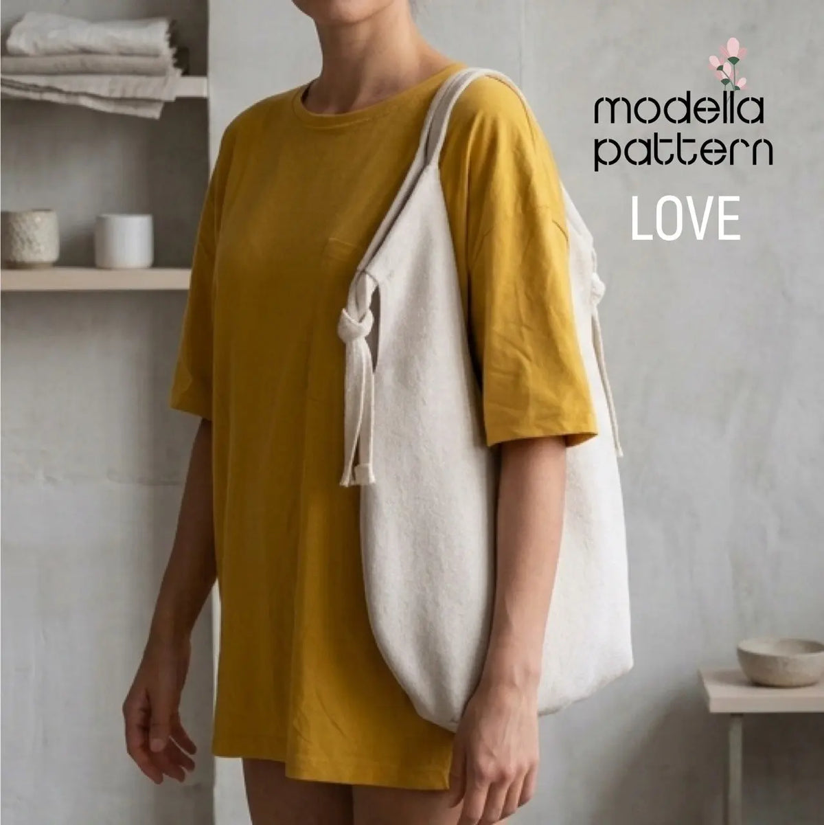 LOVE Large Slouchy Shoulder Bag Sewing Pattern PDF, Oversized Boho Hobo Bag DIY, Lined Shoulder Tote with Inner Pocket, A0-A4-US Letter
