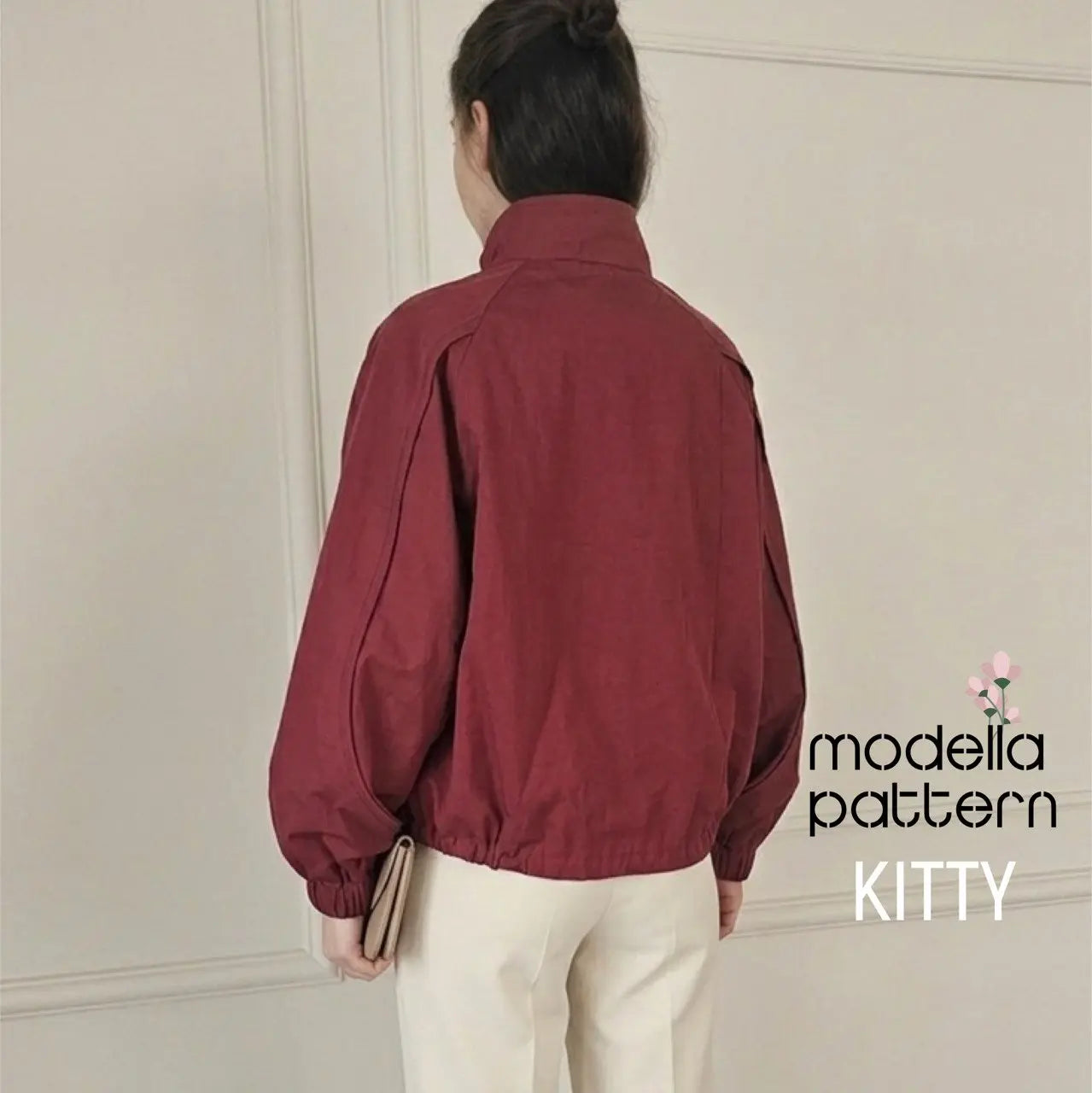 KITTY Raglan Jacket Sewing Pattern PDF, Unlined Casual Spring Jacket DIY with Piping Details, Welt Pockets & Elastic Cuffs, Sizes S-2XL