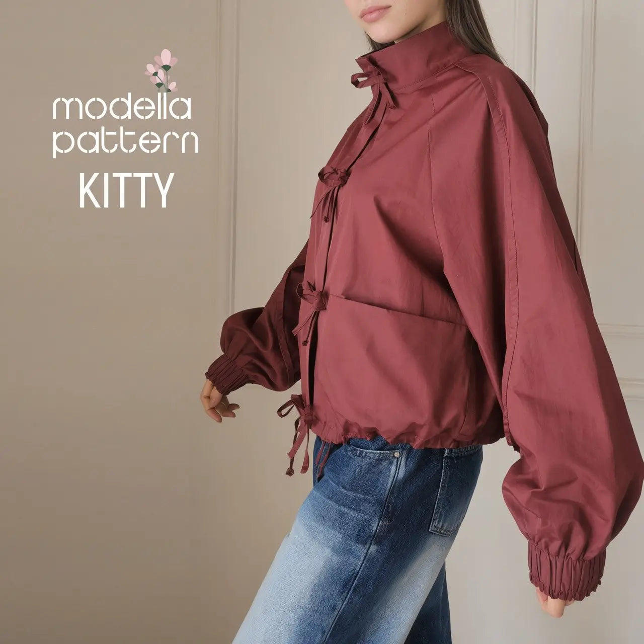 KITTY Raglan Jacket Sewing Pattern PDF, Unlined Casual Spring Jacket DIY with Piping Details, Welt Pockets & Elastic Cuffs, Sizes S-2XL