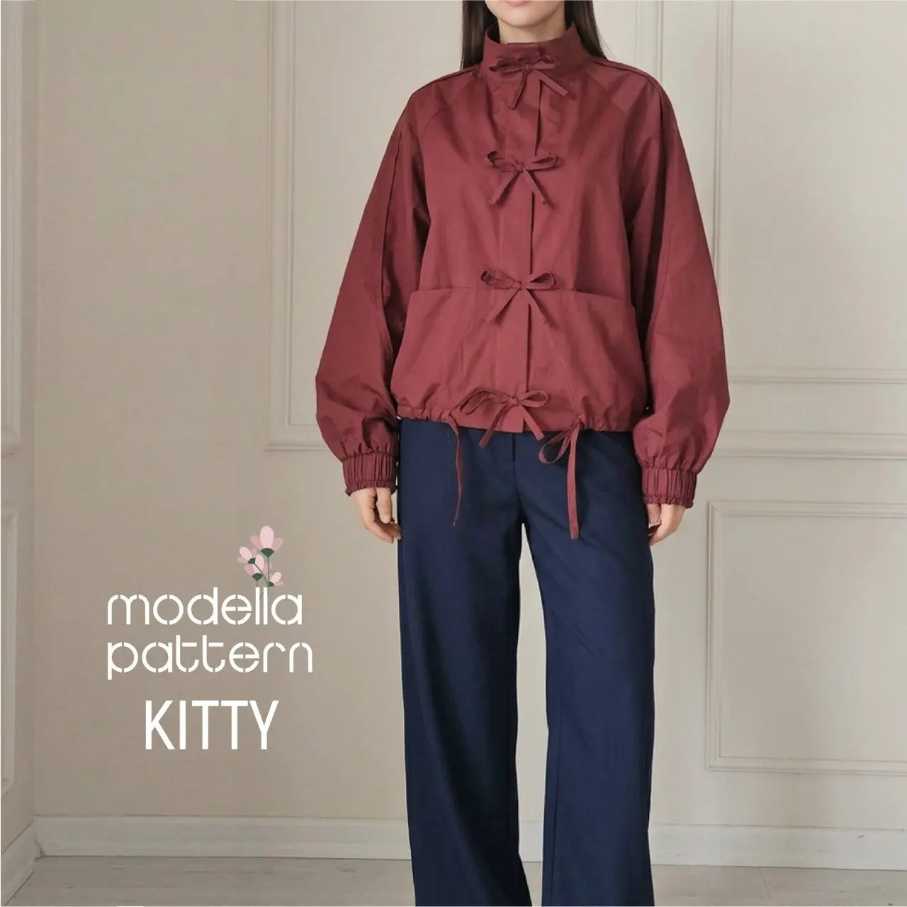 KITTY Raglan Jacket Sewing Pattern PDF, Unlined Casual Spring Jacket DIY with Piping Details, Welt Pockets & Elastic Cuffs, Sizes S-2XL