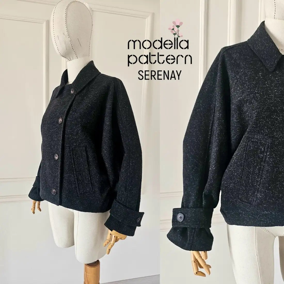 Serenay Batwing Jacket Sewing Pattern PDF | Lined Jacket & Short Coat