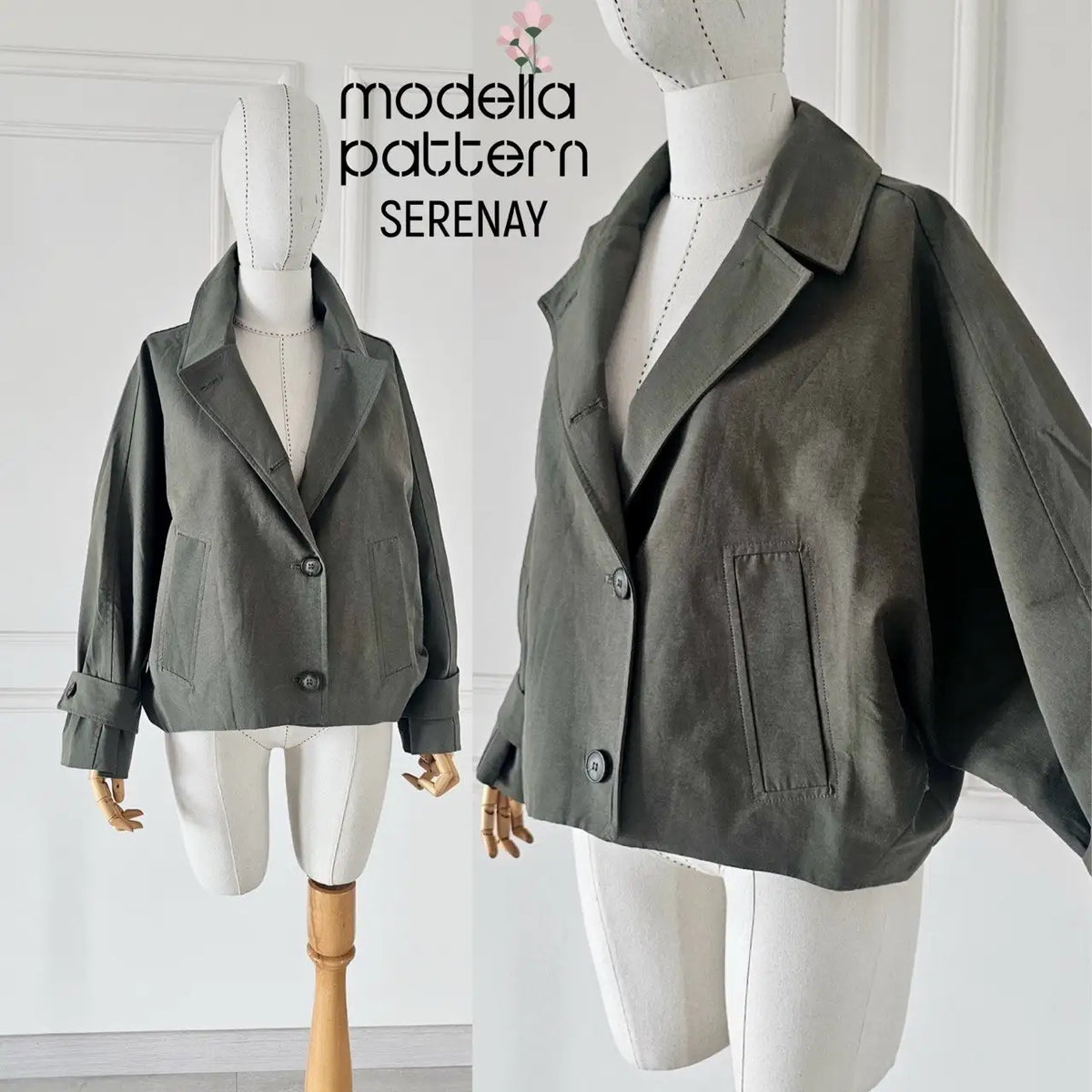 Serenay Batwing Jacket Sewing Pattern PDF | Lined Jacket & Short Coat
