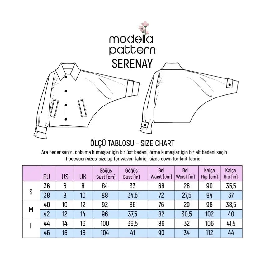Serenay Batwing Jacket Sewing Pattern PDF | Lined Jacket & Short Coat