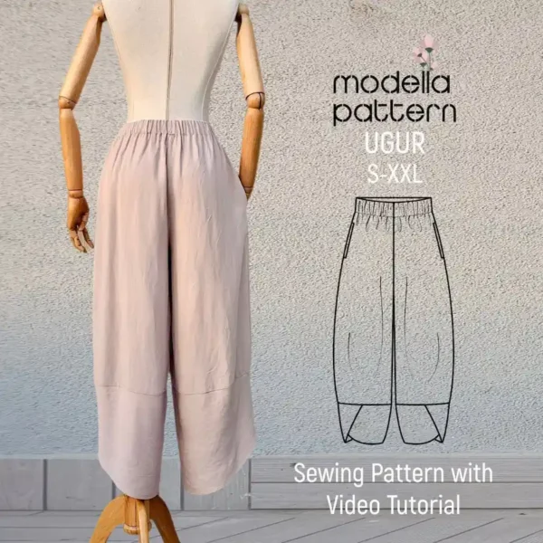 UGUR YOGA Leg Pant Sewing Pattern PDF with Video Tutorial - EU S-XXL - Culotte Pant Sewing Pattern - Pdf Download Digital Sewing Pattern (Copy) - Image 2