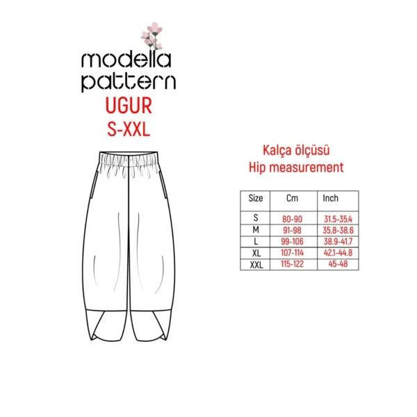 UGUR YOGA Leg Pant Sewing Pattern PDF with Video Tutorial - EU S-XXL - Culotte Pant Sewing Pattern - Pdf Download Digital Sewing Pattern (Copy) - Image 3